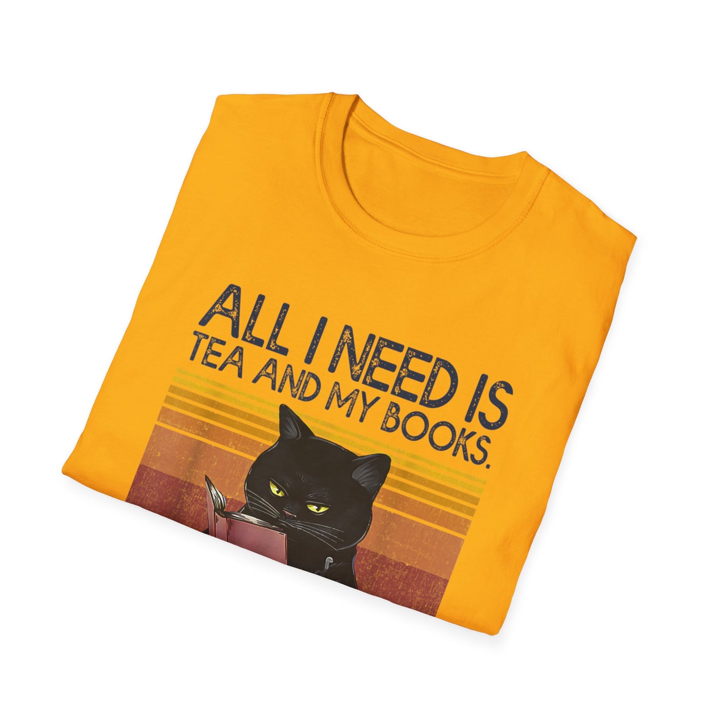 All I Need Is Tea And My Books It Is Too Peopley Funny Cat T-Shirt